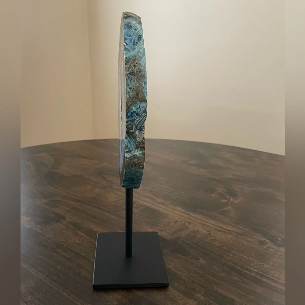 Agate Geode Crystal Mineral With Stand From Brazil